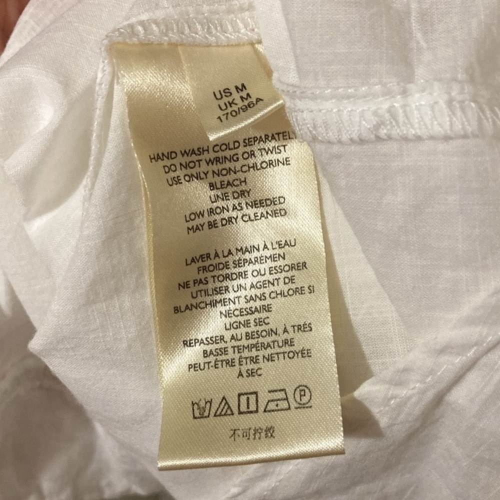 Anthropologie White Buttoned Embellished Blouse Mandarin Collar, Size Medium - Picture 8 of 10